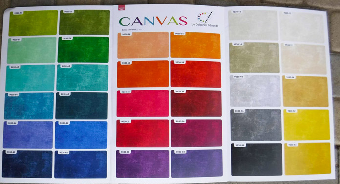 A color card of the 32 colors in the Canvas collection