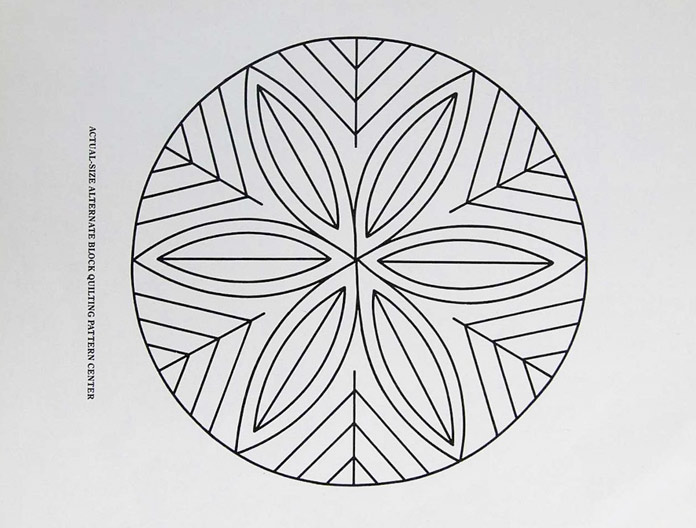 Line drawing of a circular design for marking and quilting a quilt block; translating this image into a digital file to then embroider it using the HUSQVARNA VIKING Designer Brilliance 80 sewing machine