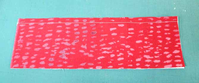 Two strips of fabric that are sewn together, but not pressed yet