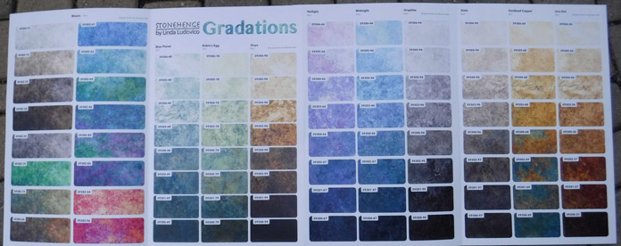 Color card of the Stonehenge gradations
