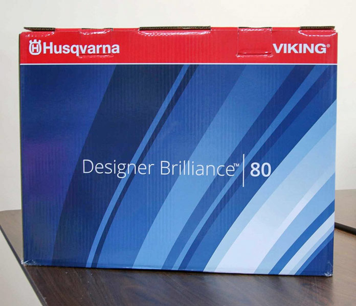 The box for the Husqvarna Viking Designer Brilliance 80 sewing machine
