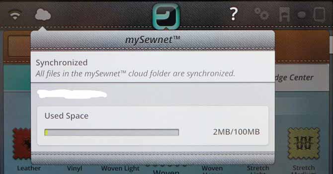 Amount of space used in mySewnet Cloud