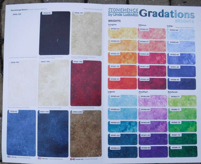 Color card with Stonehenge basics and Gradations Brights