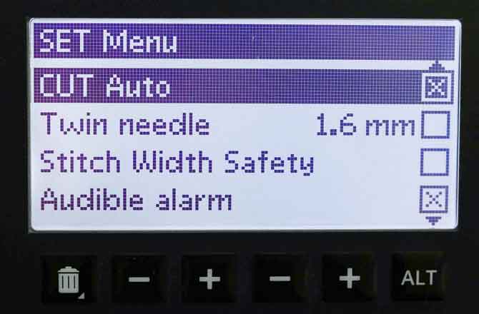 Stitch Width Safety is off - Twin Needle option is available
