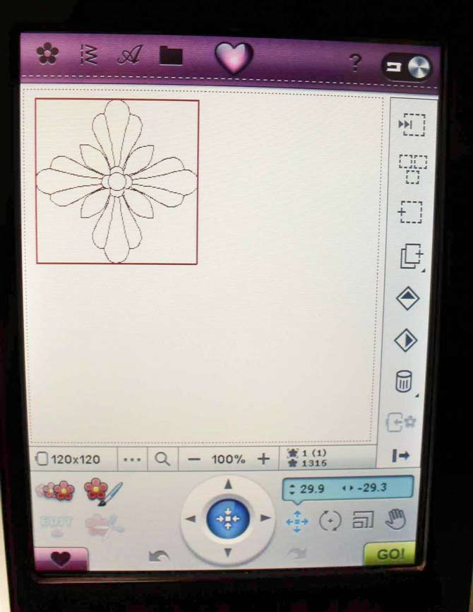 Embroidery image has been moved to top left corner of the screen (and the hoop)
