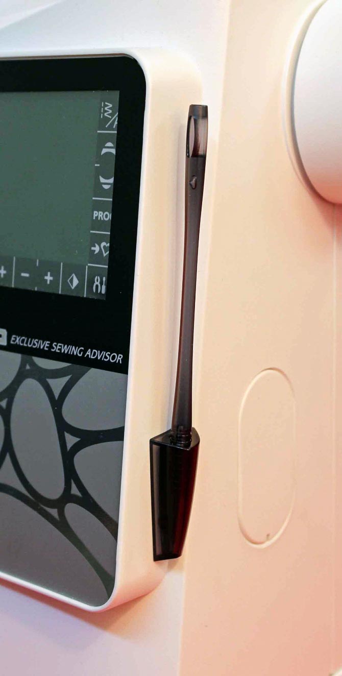 Stylus conveniently located to the immediate right of the TouchScreen
