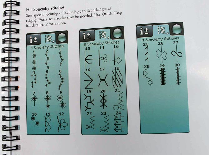 The H -Specialty Stitches menu options.