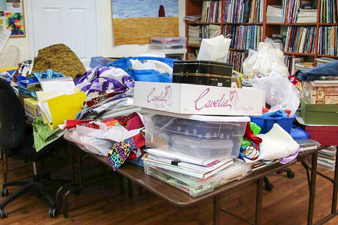 A common sight in a quilter's studio - the dreaded "before" picture