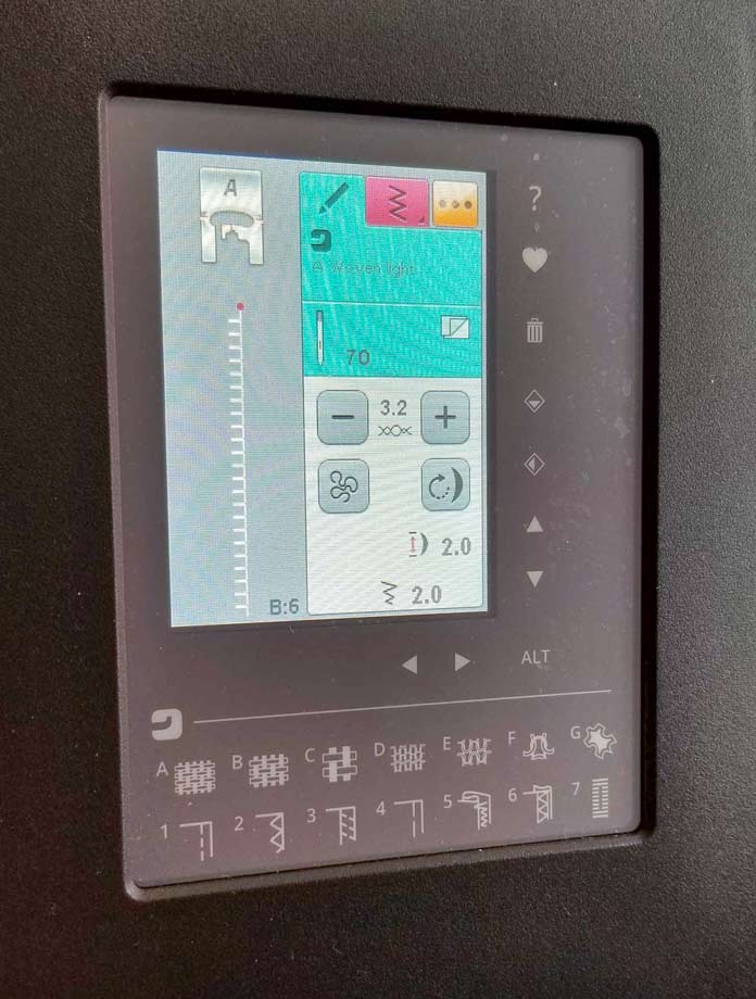The color touch screen for the B:6 applique stitch