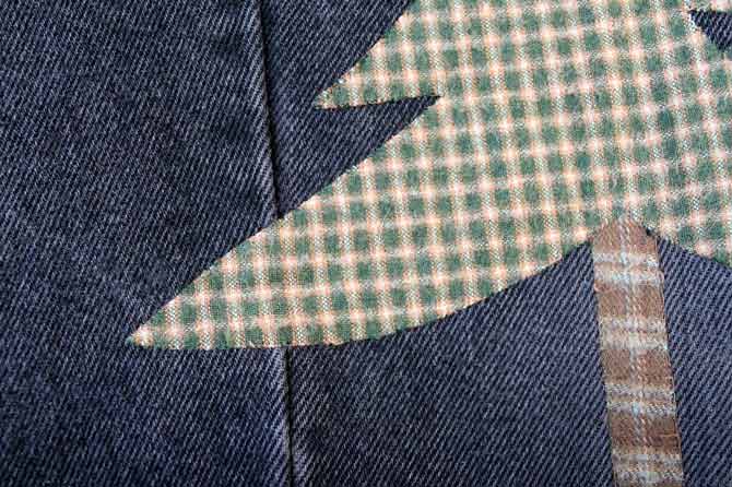 Invisible machine applique (using monofilament thread) on fused (raw edge) flannel applique shapes