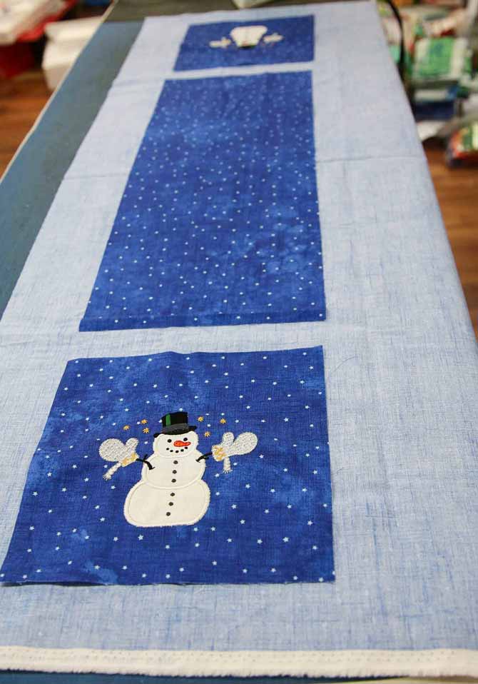 Initial layout for the table runner on the backing fabric