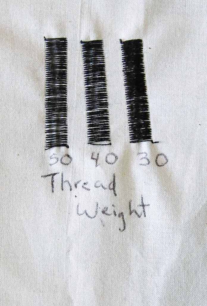 The weight of thread can affect the coverage of the satin stitch