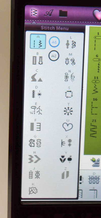 The Stitch Menu on the large interactive screen
