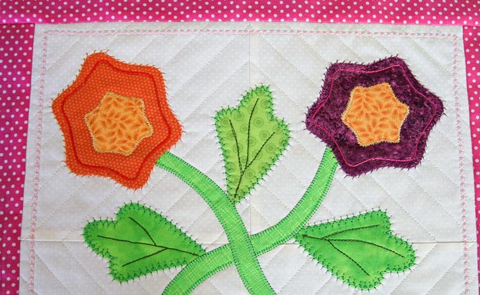 Detail of different stitches used on the second applique block