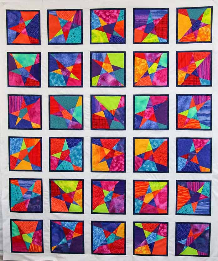 The wonky star block quilt top is completed.
