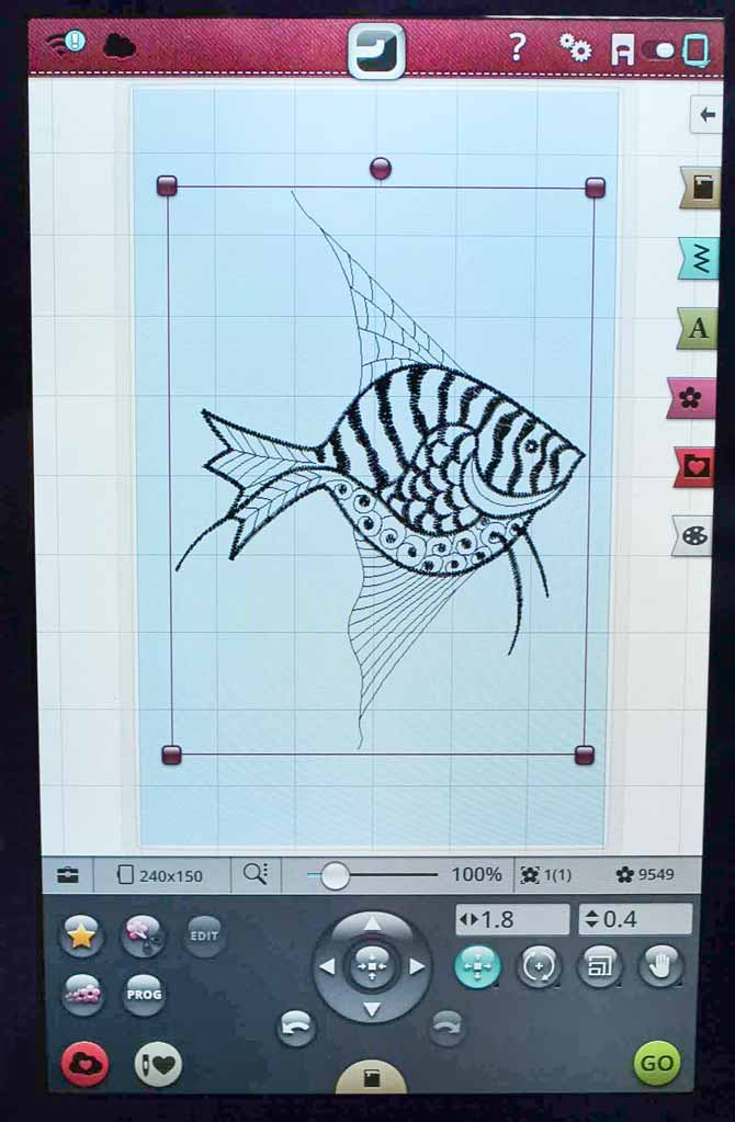 One of the many built-in embroidery designs