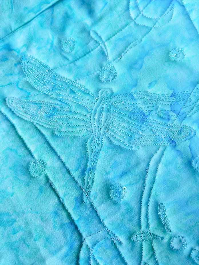 The back of the quilted dragonfly