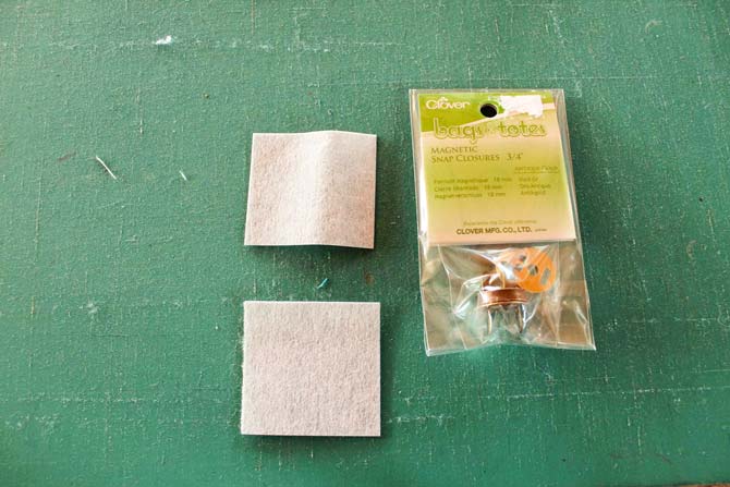 If you use the magnetic snap, use small scraps of fusible interfacing to cover the metal bits on the inside