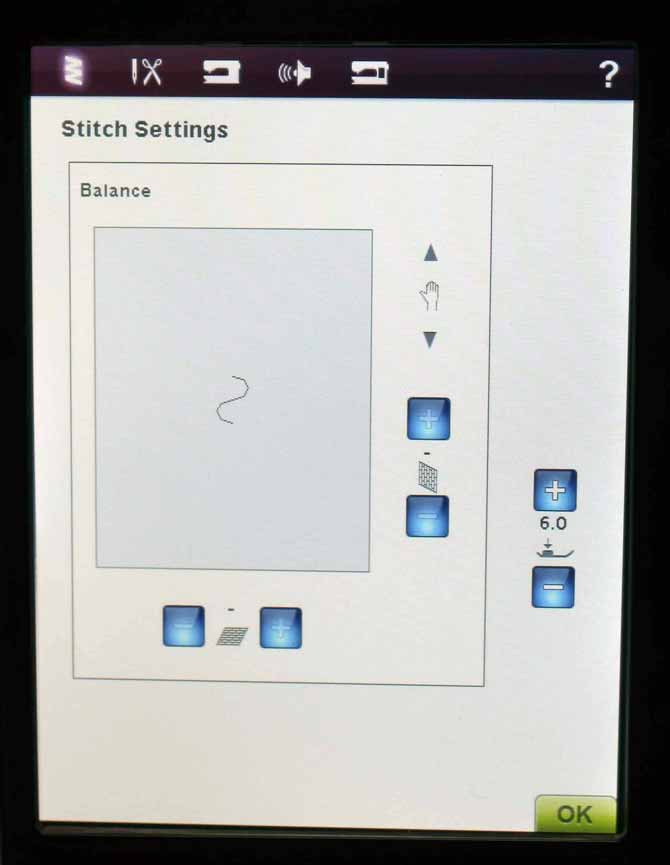 Options for changing the stitch settings