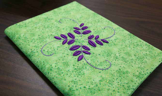 Finished journal cover with Thread Velvet embroidery design
