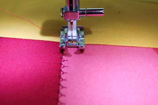 Stitching on the right hand side of the first row of stitching