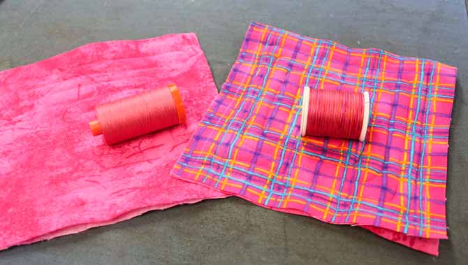 Two different weight threads were used for the bobbin and the top