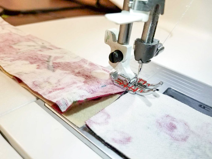 The Sensor Foot makes it easy to push the next pieces to sew right against the needle