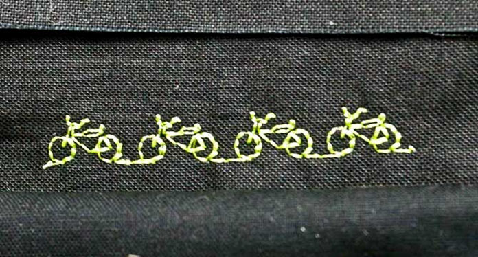And because I am a cyclist, I had to stitch out this one. Hmmmm - that gives me an idea.
