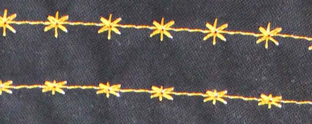 Close up of sewing machine stitches on fabric