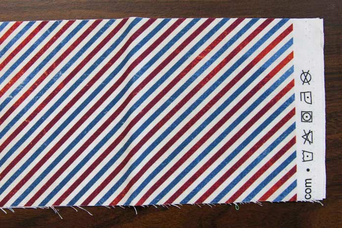 Diagonally printed striped fabric
