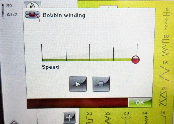 Separate controls and speed levels for winding the bobbin