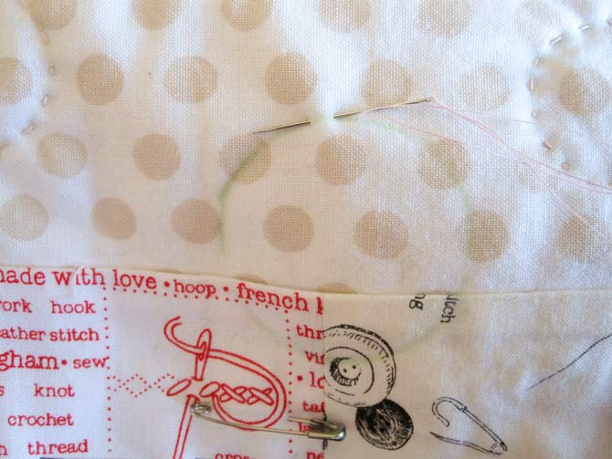 Take care not to pull the quilting stitches too tightly around the circles.