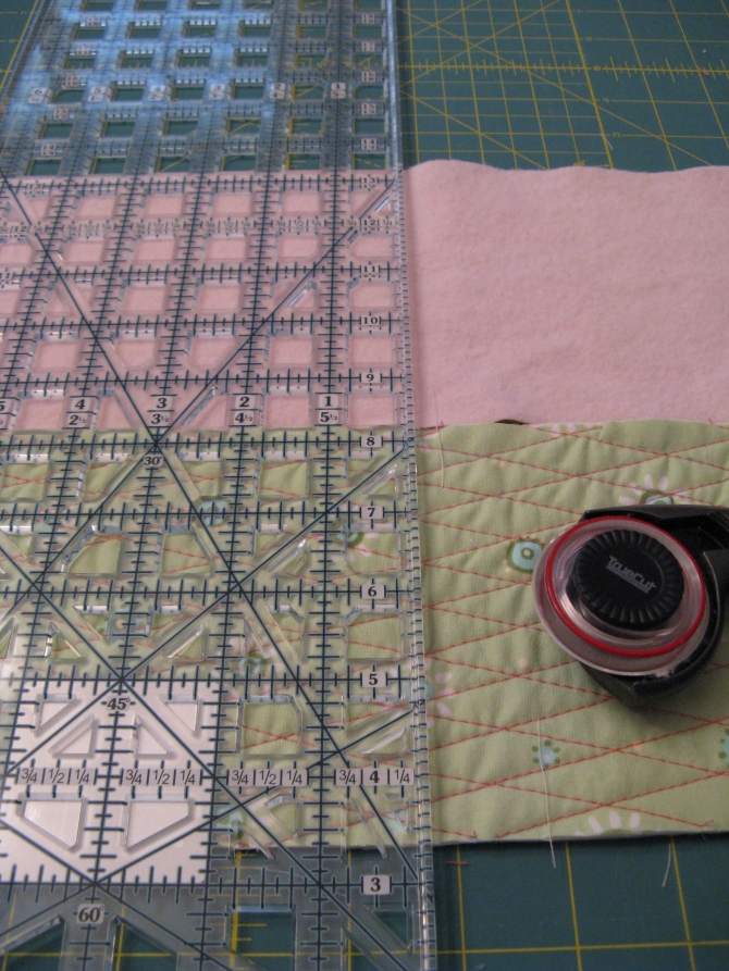 Cut the outer and lining fabric in half.