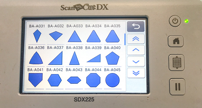 Choosing Hexagon Shape BA-A042 on the ScanNCut screen