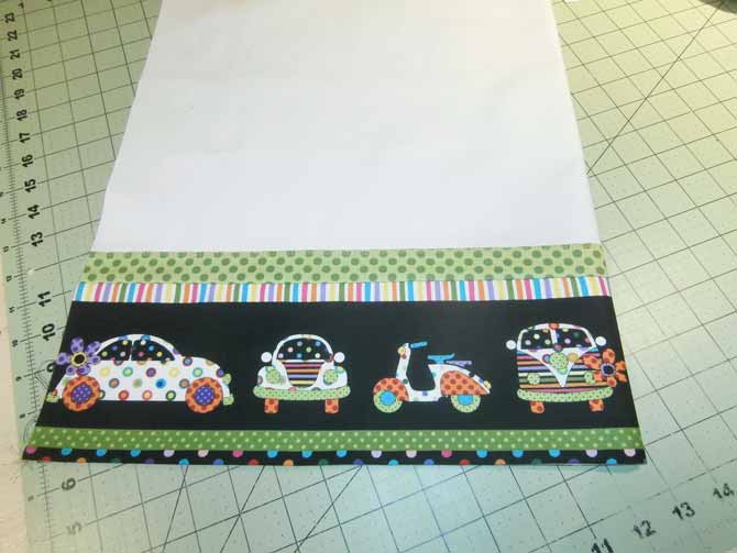 With the border complete, the pillow case top panel is folded in half, wrong sides together with the 24½" edges aligned. Northcott Urban Elementz.