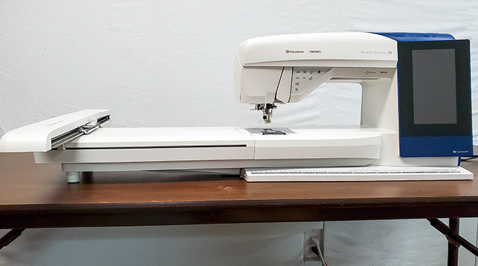 Husqvarna Viking Designer Brilliance 80 sewing machine with the embroidery unit 