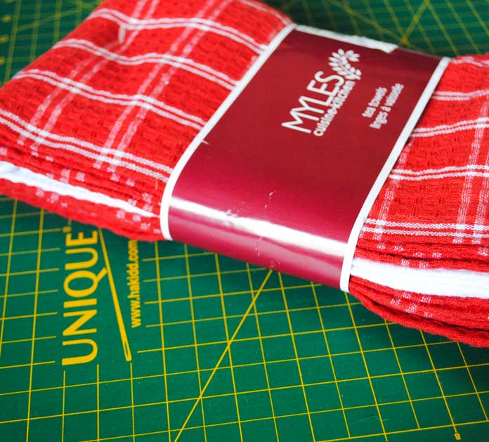 Plaid tea towels can be bought at almost any store and are great bases for embroidery using THE Dream Machine 2.