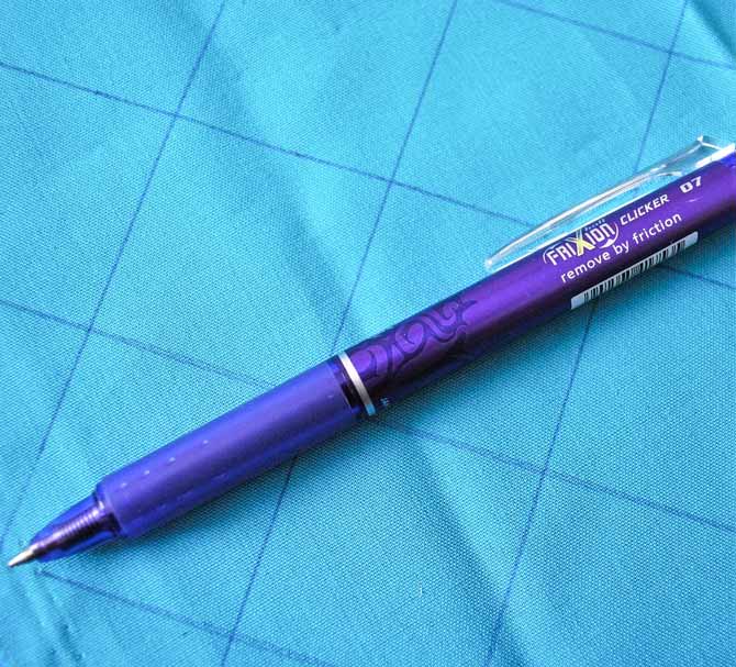 A Frixion pen works well for marking the stitching lines onto the ColorWorks solid fabric