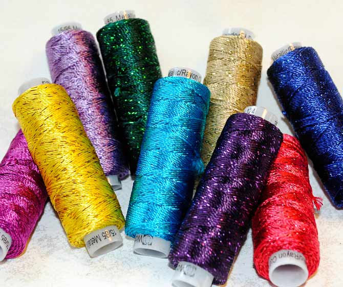 An assortment of Dazzle threads from WonderFil