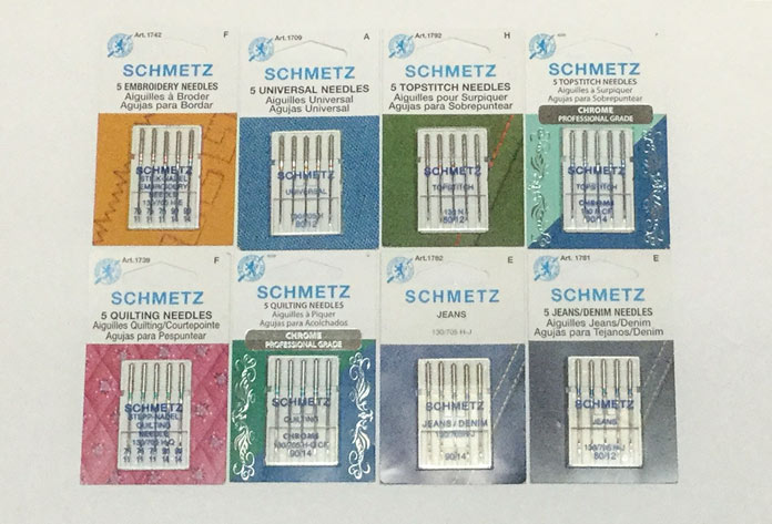 A selection of SCHMETZ needles that can be used for quilting