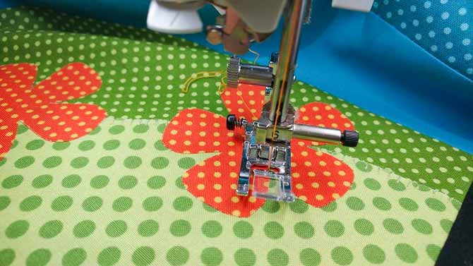 My needle is in the down position at the starting point of my applique stitching