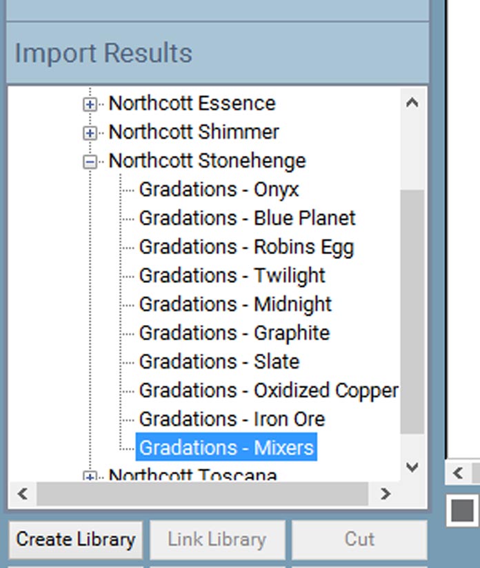 Fabric library sub-categories created within one of the main fabric libraries