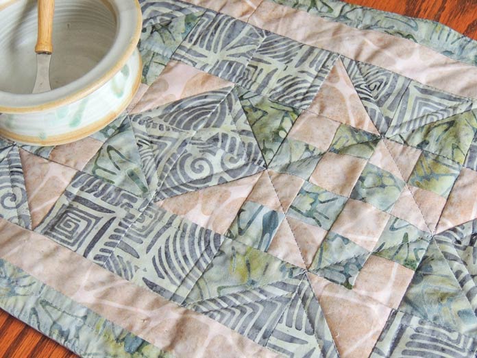 Close up of quilted table runner