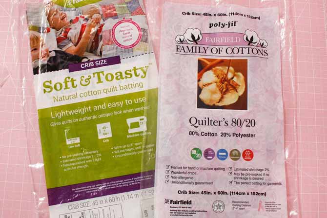 Soft & Toasty and Quilter's 80/20 battings from Fairfield