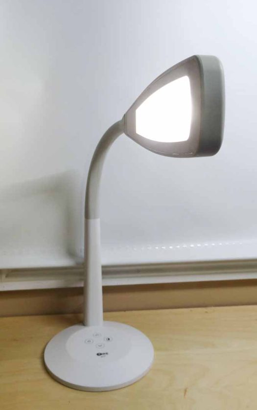 The SURElight M4T LED Desk Lamp pivoted 90 degrees to the left.