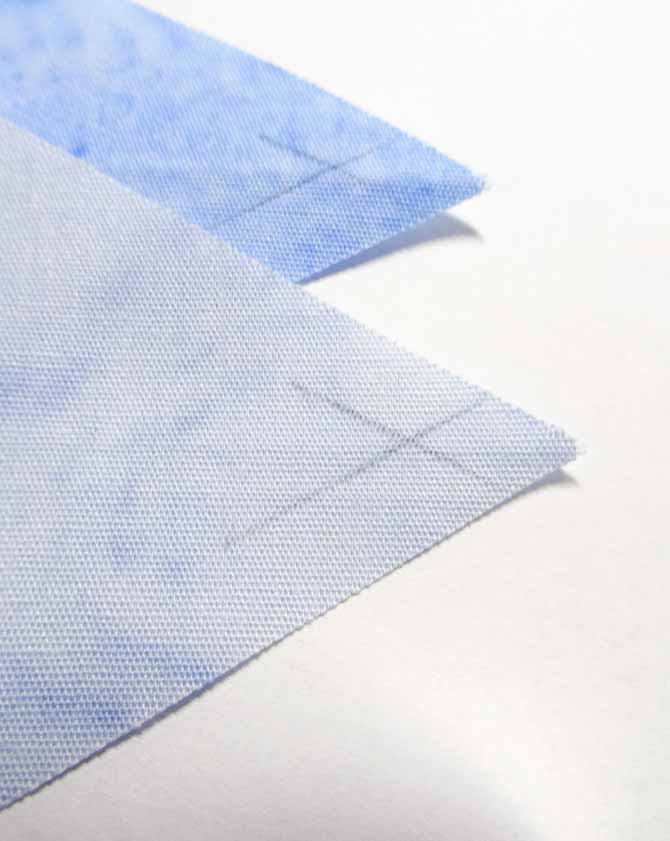 The ¼" is marked on each corner of all of the diamonds cut with the SEW EASY half diamond ruler.