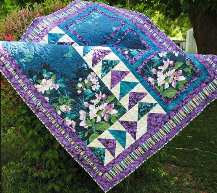 Mystic Garden lap quilt using Northcott fabrics