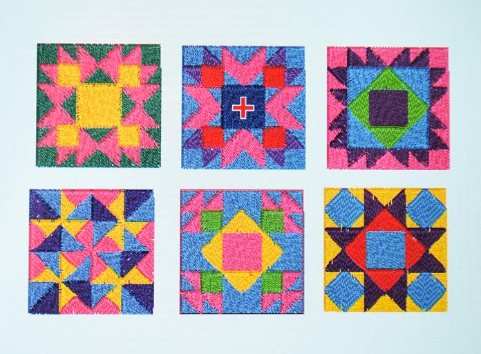 The six recolored quilt blocks