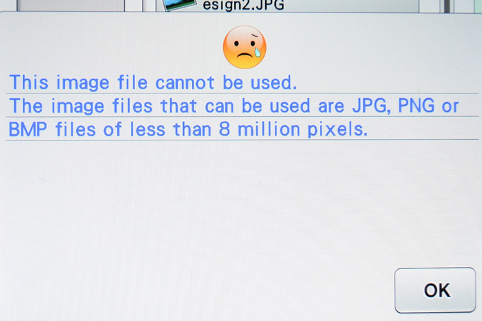 Error message with file that is too large