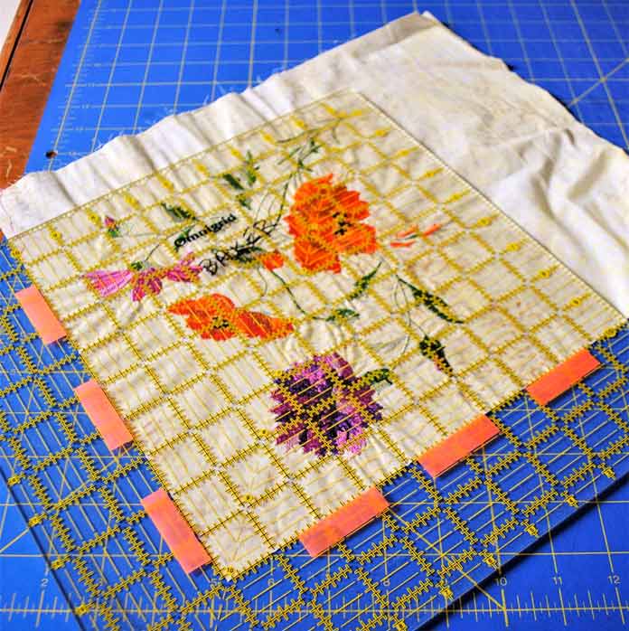 Trim embroidered blocks